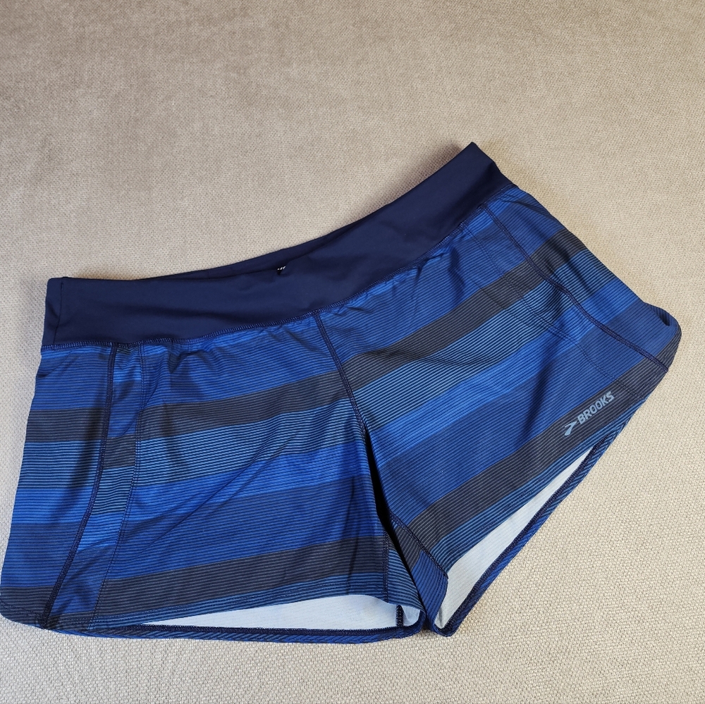 Brooks 5" Lined Running Shorts Blue Grey Stripe Style# 221040 Size XL